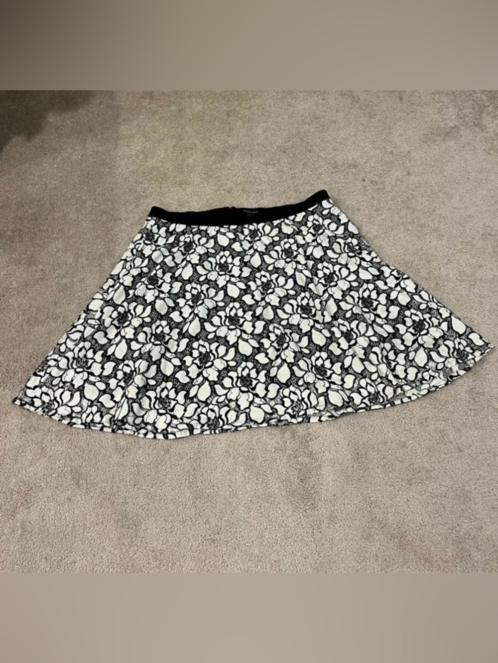 Lane Bryant Black and White Floral A-Line Skirt